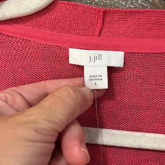 J.Jill Open front Linen blend pink Cardigan size L - Picture 6 of 10